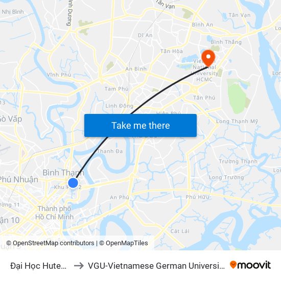 Đại Học Hutech to VGU-Vietnamese German University map