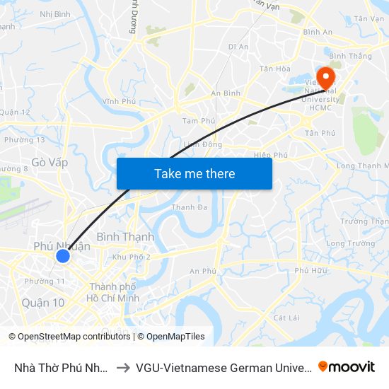 Nhà Thờ Phú Nhuận to VGU-Vietnamese German University map