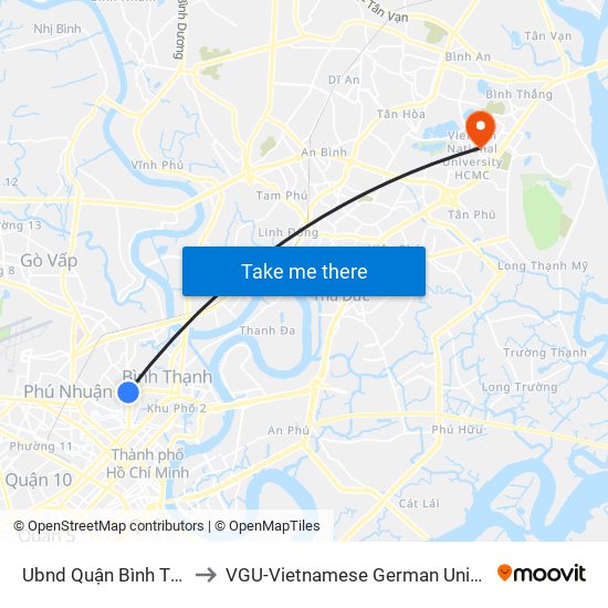 Ubnd Quận Bình Thạnh to VGU-Vietnamese German University map