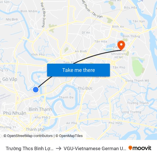Trường Thcs Bình Lợi Trung to VGU-Vietnamese German University map