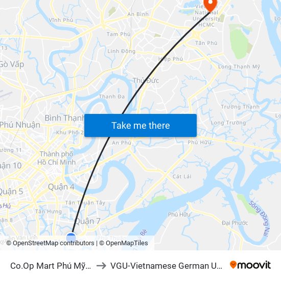 Co.Op Mart Phú Mỹ Hưng to VGU-Vietnamese German University map