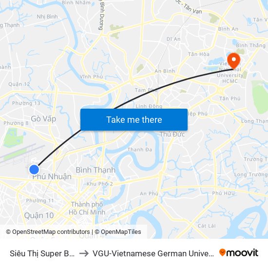 Siêu Thị Super Bow to VGU-Vietnamese German University map