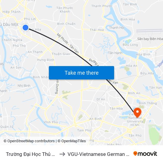 Trường Đại Học Thủ Dầu Một to VGU-Vietnamese German University map