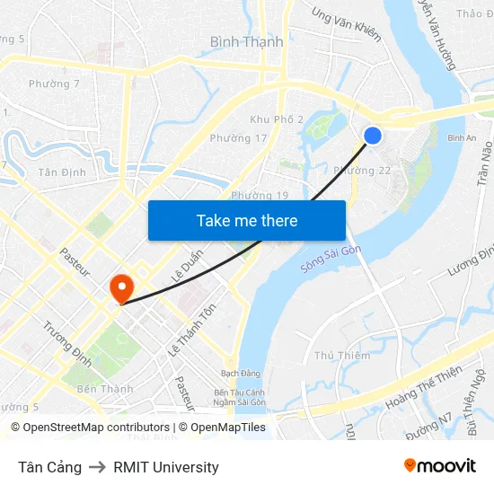 Tân Cảng to RMIT University map