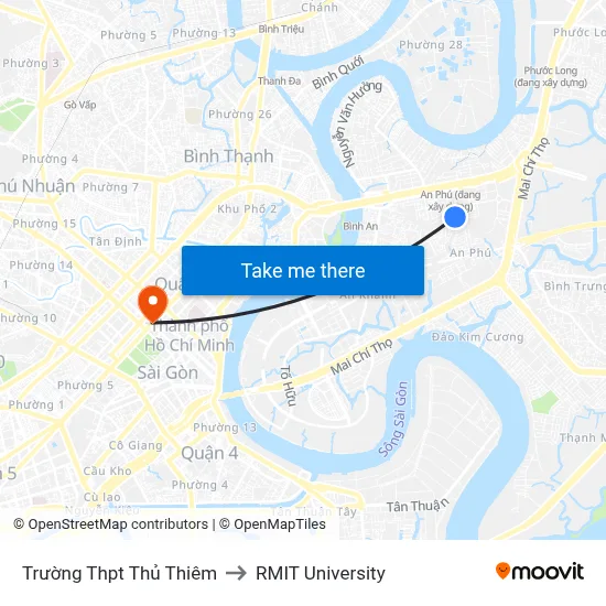 Trường Thpt Thủ Thiêm to RMIT University map