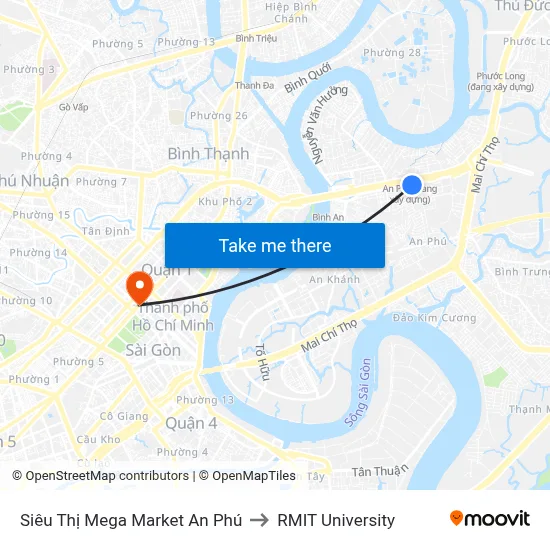 Siêu Thị Mega Market An Phú to RMIT University map