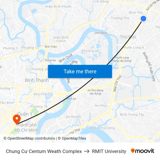 Chung Cư Centum Weath Complex to RMIT University map
