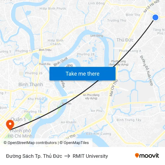 Đường Sách Tp. Thủ Đức to RMIT University map