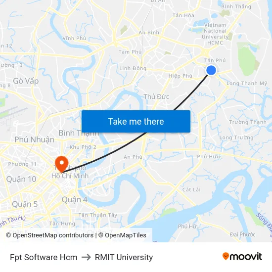 Fpt Software Hcm to RMIT University map