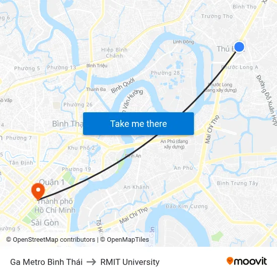 Ga Metro Bình Thái to RMIT University map