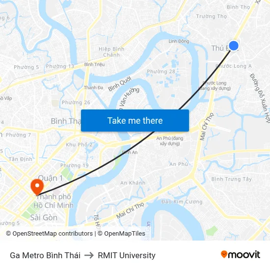 Ga Metro Bình Thái to RMIT University map