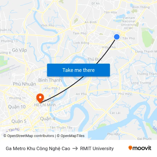 Ga Metro Khu Công Nghệ Cao to RMIT University map