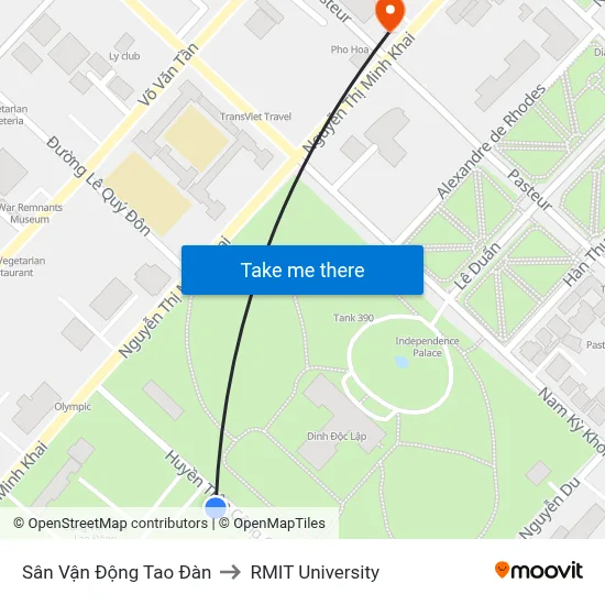 Sân Vận Động Tao Đàn to RMIT University map