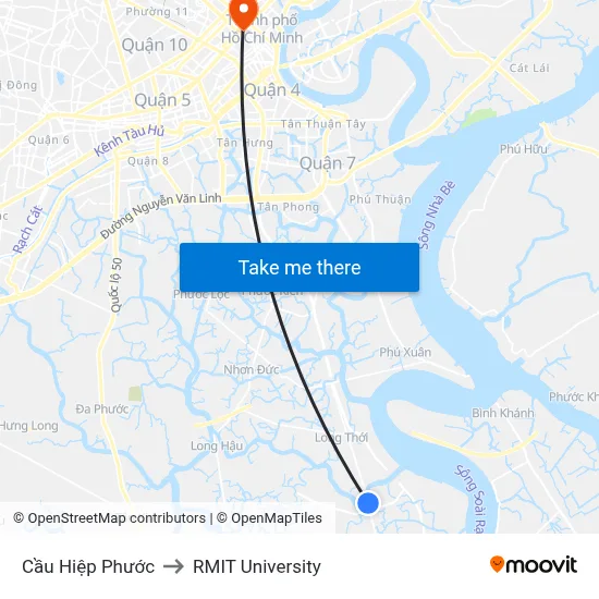 Cầu Hiệp Phước to RMIT University map
