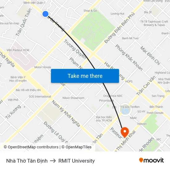 Nhà Thờ Tân Định to RMIT University map