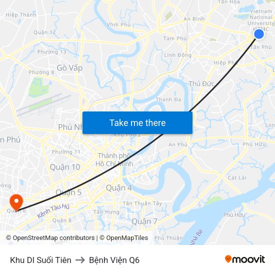 Khu Dl Suối Tiên to Bệnh Viện Q6 map