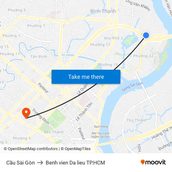 Cầu Sài Gòn to Benh vien Da lieu TP.HCM map