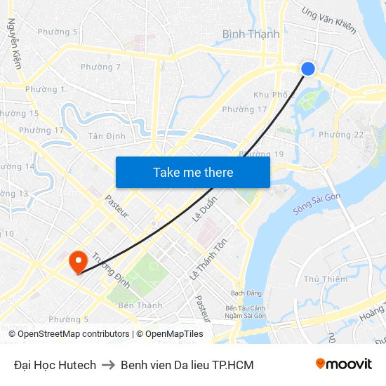 Đại Học Hutech to Benh vien Da lieu TP.HCM map