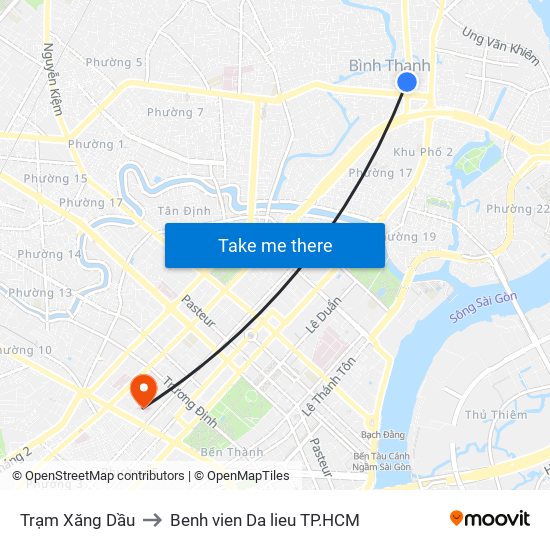 Trạm Xăng Dầu to Benh vien Da lieu TP.HCM map