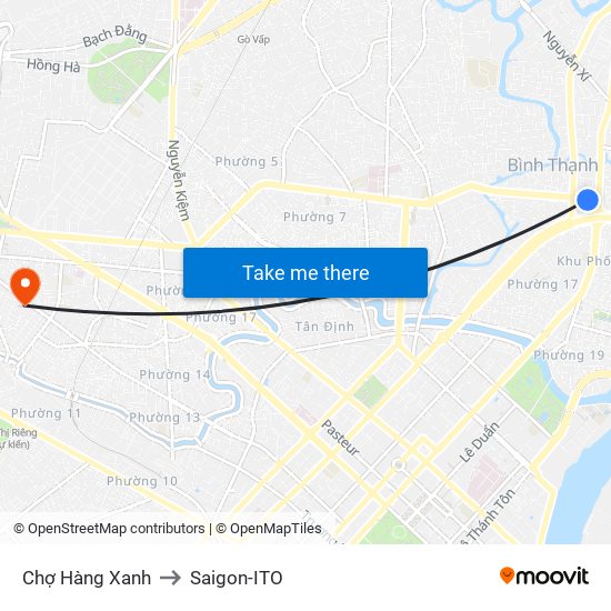 Chợ Hàng Xanh to Saigon-ITO map