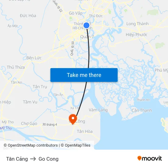 Tân Cảng to Go Cong map