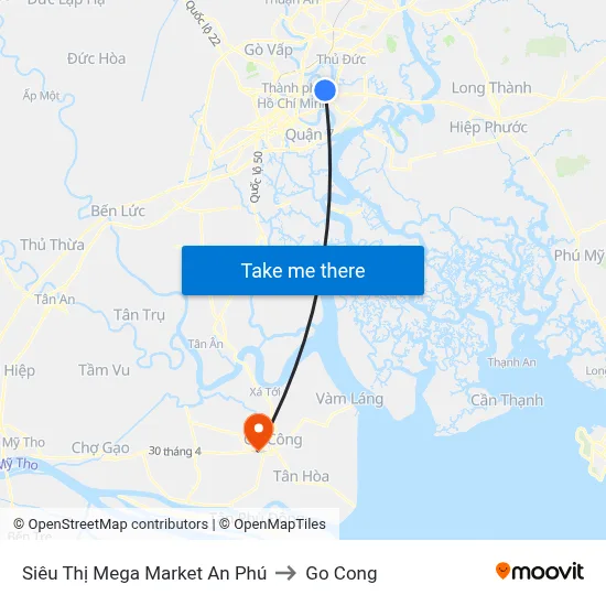 Siêu Thị Mega Market An Phú to Go Cong map