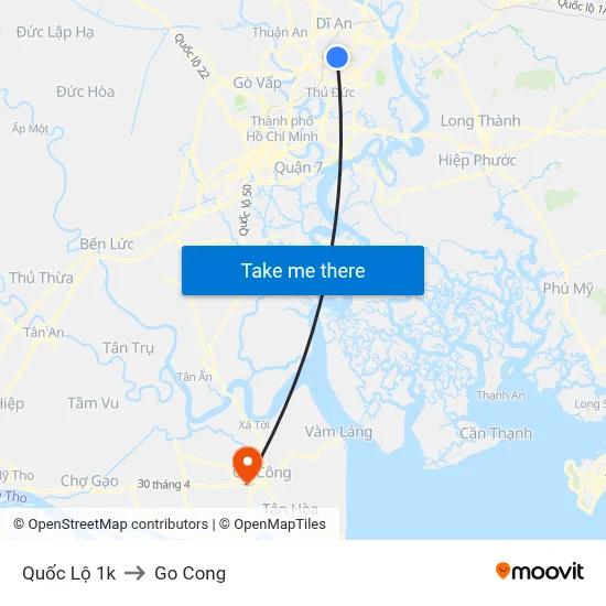Quốc Lộ 1k to Go Cong map