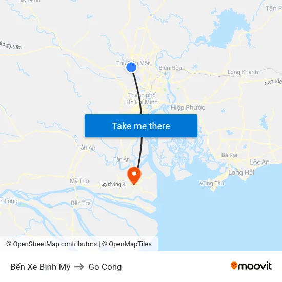 Bến Xe Bình Mỹ to Go Cong map