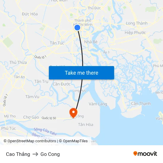 Cao Thắng to Go Cong map