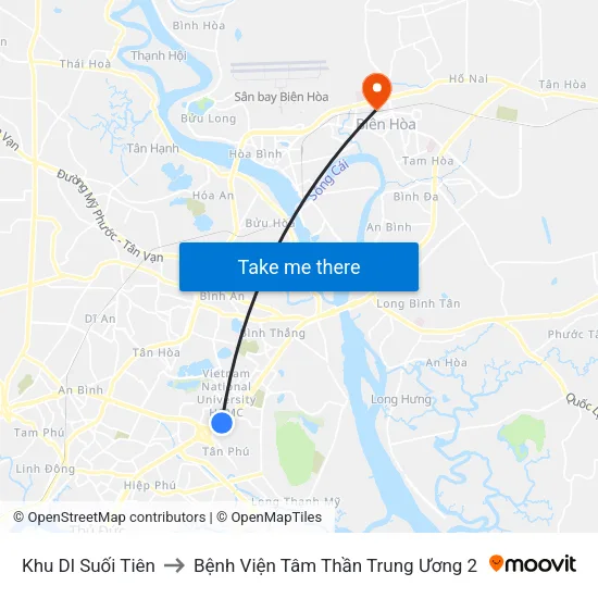 Khu Dl Suối Tiên to Bệnh Viện Tâm Thần Trung Ương 2 map