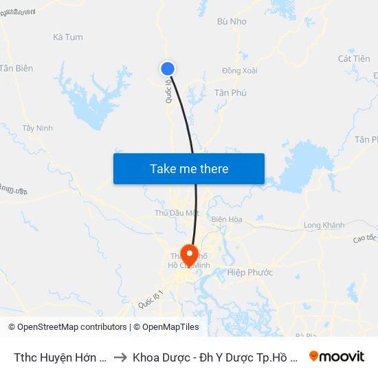 Tthc Huyện Hớn Quản to Khoa Dược - Đh Y Dược Tp.Hồ Chí Minh map