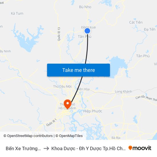 Bến Xe Trường Hải to Khoa Dược - Đh Y Dược Tp.Hồ Chí Minh map