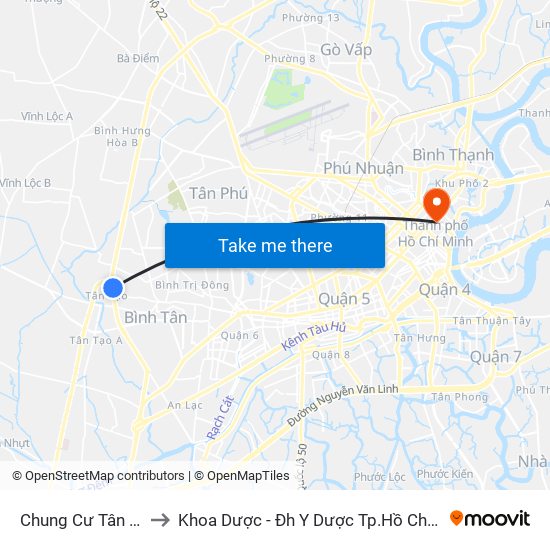 Chung Cư Tân Mai to Khoa Dược - Đh Y Dược Tp.Hồ Chí Minh map