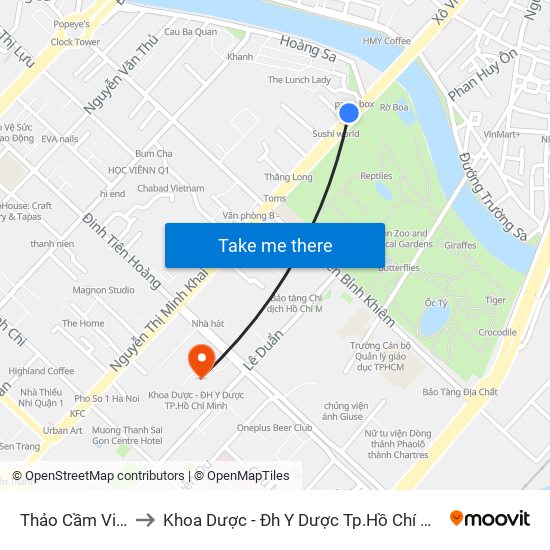 Thảo Cầm Viên to Khoa Dược - Đh Y Dược Tp.Hồ Chí Minh map