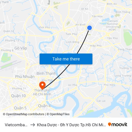 Vietcombank to Khoa Dược - Đh Y Dược Tp.Hồ Chí Minh map