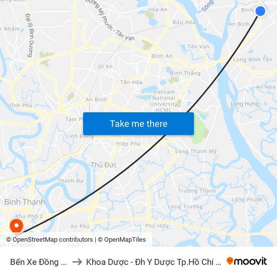 Bến Xe Đồng Nai to Khoa Dược - Đh Y Dược Tp.Hồ Chí Minh map