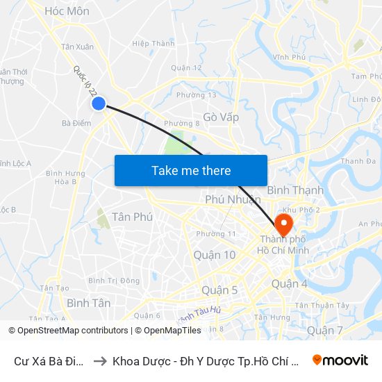 Cư Xá Bà Điểm to Khoa Dược - Đh Y Dược Tp.Hồ Chí Minh map