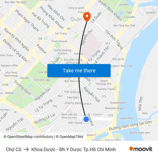 Chợ Cũ to Khoa Dược - Đh Y Dược Tp.Hồ Chí Minh map