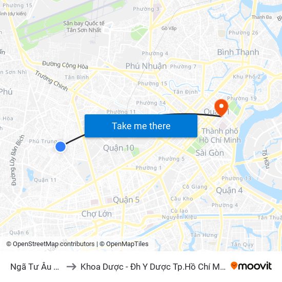 Ngã Tư Âu Cơ to Khoa Dược - Đh Y Dược Tp.Hồ Chí Minh map