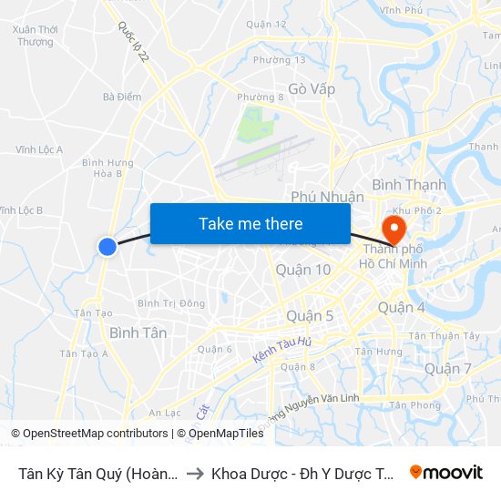 Tân Kỳ Tân Quý (Hoàng Gia Phát) to Khoa Dược - Đh Y Dược Tp.Hồ Chí Minh map