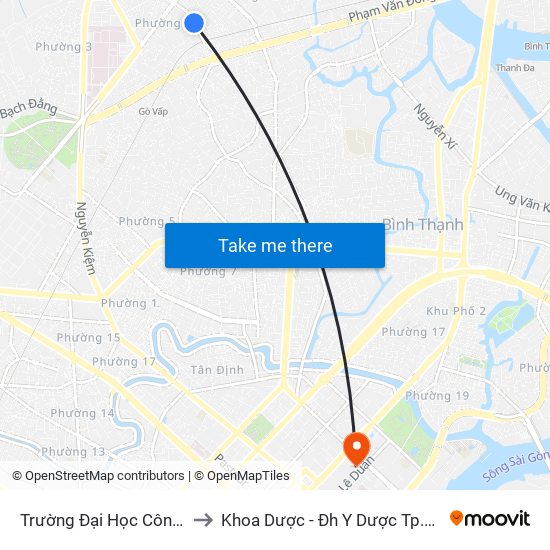 Trường Đại Học Công Nghiệp to Khoa Dược - Đh Y Dược Tp.Hồ Chí Minh map