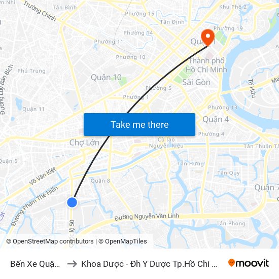 Bến Xe Quận 8 to Khoa Dược - Đh Y Dược Tp.Hồ Chí Minh map