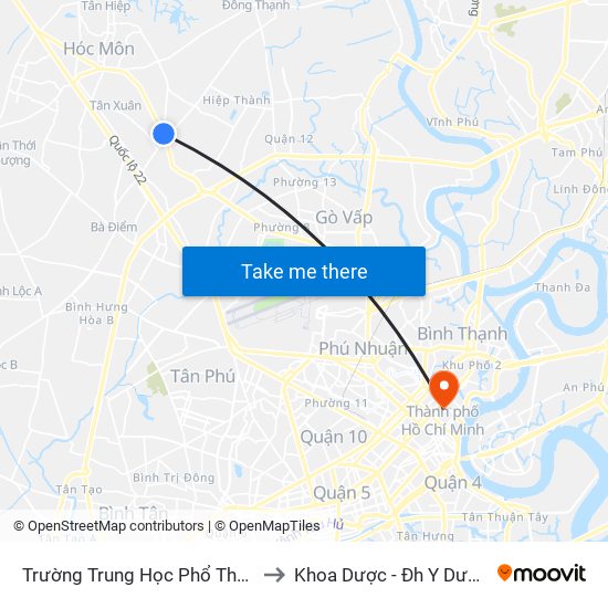 Trường Trung Học Phổ Thông Nguyễn Hữu Cầu to Khoa Dược - Đh Y Dược Tp.Hồ Chí Minh map