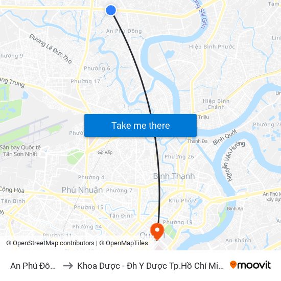 An Phú Đông to Khoa Dược - Đh Y Dược Tp.Hồ Chí Minh map