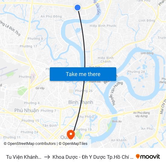 Tu Viện Khánh An to Khoa Dược - Đh Y Dược Tp.Hồ Chí Minh map