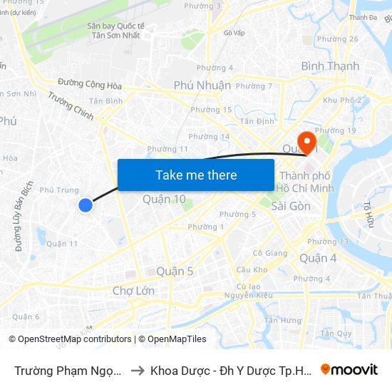 Trường Phạm Ngọc Thạch to Khoa Dược - Đh Y Dược Tp.Hồ Chí Minh map