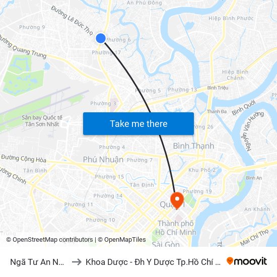 Ngã Tư An Nhơn to Khoa Dược - Đh Y Dược Tp.Hồ Chí Minh map