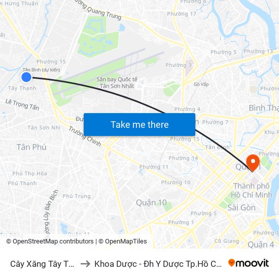 Cây Xăng Tây Thạnh to Khoa Dược - Đh Y Dược Tp.Hồ Chí Minh map