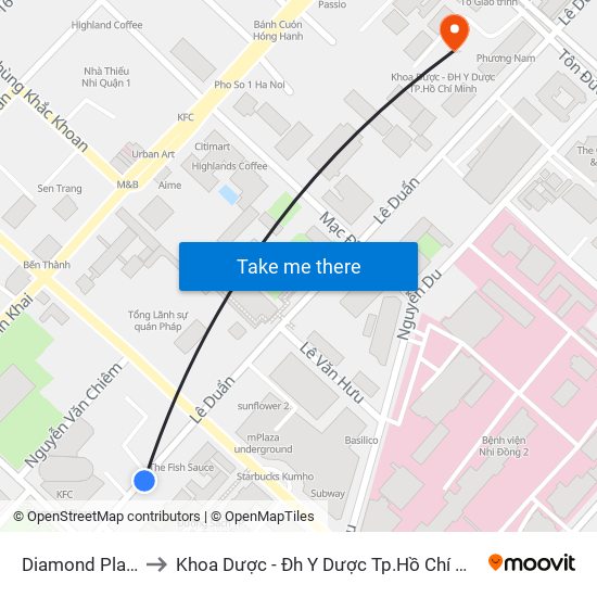 Diamond Plaza to Khoa Dược - Đh Y Dược Tp.Hồ Chí Minh map