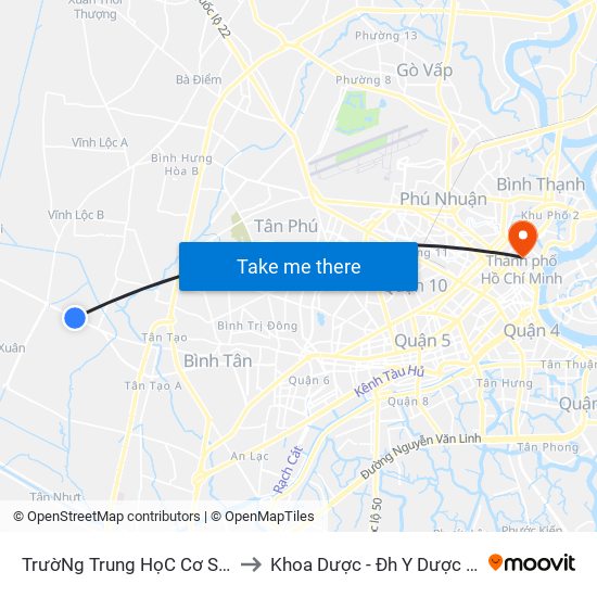 TrườNg Trung HọC Cơ Sở Lê Minh Xuân to Khoa Dược - Đh Y Dược Tp.Hồ Chí Minh map